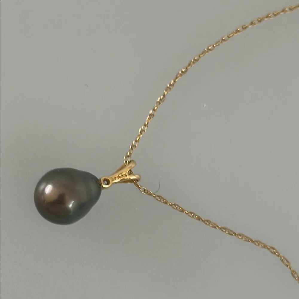 Mikimoto 14k real solid Gold Pearl Diamond Necklace - Picture 10 of 12